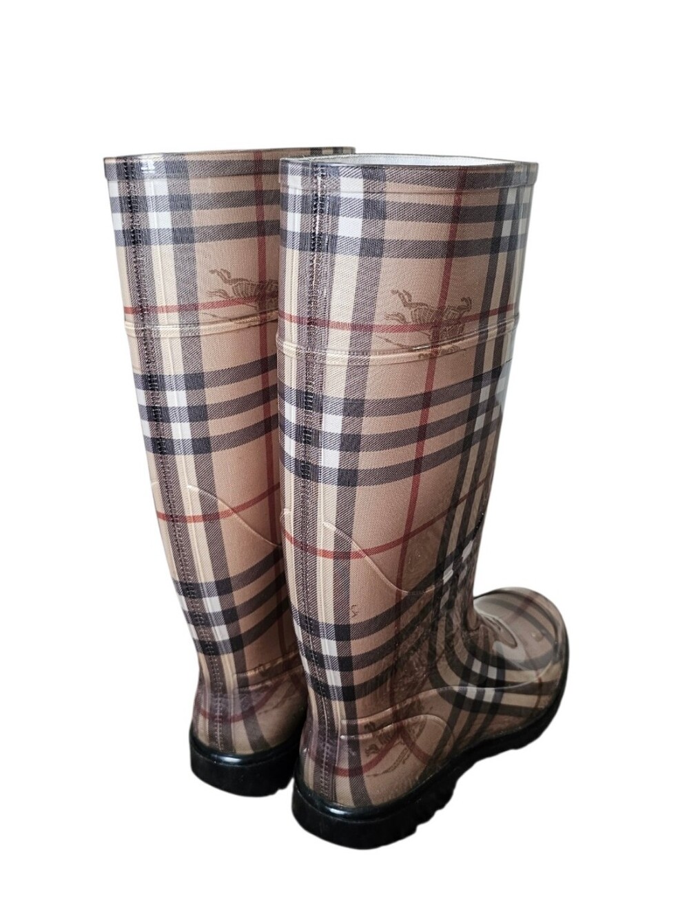 Burberry Plaid Check Tall Rain Boots Size 38 - Picture 6 of 12